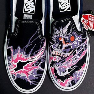 New Vans Classic Slip On Zap Skull Glow in the Dark Pink Purple Blue Sneakers